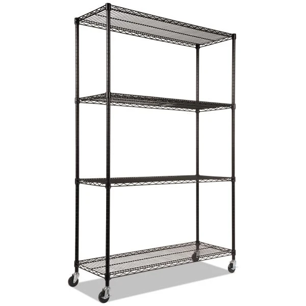 Alera NSF Certified 4-Shelf Wire Shelving Kit With Casters, 48w X 18d X 72h, Black 2 Alera NSF Certified 4-Shelf Wire Shelving Kit With Casters, 48w X 18d X 72h, Black - Image 2