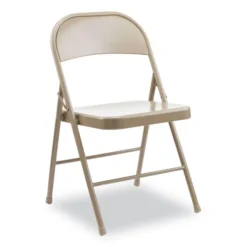 Alera Armless Steel Folding Chair, Supports Up To 275 Lb, Tan Seat, Tan Back, Tan Base, 4/Carton