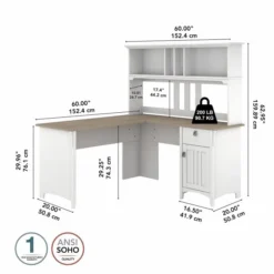 Bush Furniture Salinas 60W L Shaped Desk With Hutch In Pure White And Shiplap Gray -office furniture sale 2f21845ad92b723ae7cfaeedf7100f1c6e