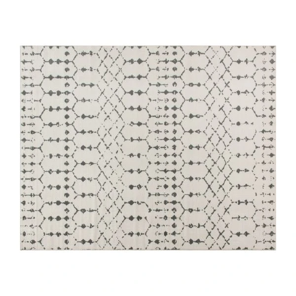 Beth Geometric Bohemian Low Pile Rug - 8' X 10' - Ivory/Gray Polyester 2 Beth Geometric Bohemian Low Pile Rug - 8' X 10' - Ivory/Gray Polyester - Image 2