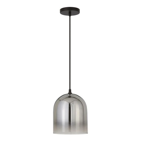 Marit 10" Wide Pendant With Glass Shade In Smoked Nickel/Ombre Smoked Chrome 1 Marit 10" Wide Pendant With Glass Shade In Smoked Nickel/Ombre Smoked Chrome