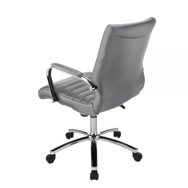Modern Comfort Winsley Bonded Leather Mid-Back Manager's Chair, Gray/Chrome, BIFMA Certified 2 Modern Comfort Winsley Bonded Leather Mid-Back Manager's Chair, Gray/Chrome, BIFMA Certified - Image 2