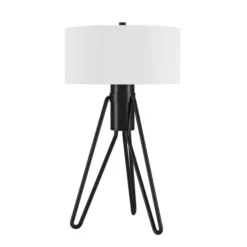 Floyd 25" Tall 2-Light Table Lamp With Fabric Shade In Blackened Bronze/White