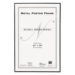 NuDell Metal Poster Frame, Plastic Face, 24 X 36, Black