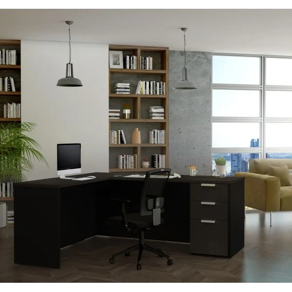 Bestar Pro-Concept Plus L-Desk In Deep Grey & Black 2 Bestar Pro-Concept Plus L-Desk In Deep Grey & Black - Image 2
