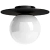 Amma 12" Wide Flush Mount With Glass Shade In Blackened Bronze/White