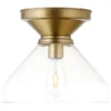 Abbott 12" Wide Flush Mount With Glass Shade In Brushed Brass/Clear