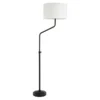 Callum Height-Adjustable Floor Lamp With Fabric Shade In Blackened Bronze/White