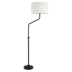 Callum Height-Adjustable Floor Lamp With Fabric Shade In Blackened Bronze/White