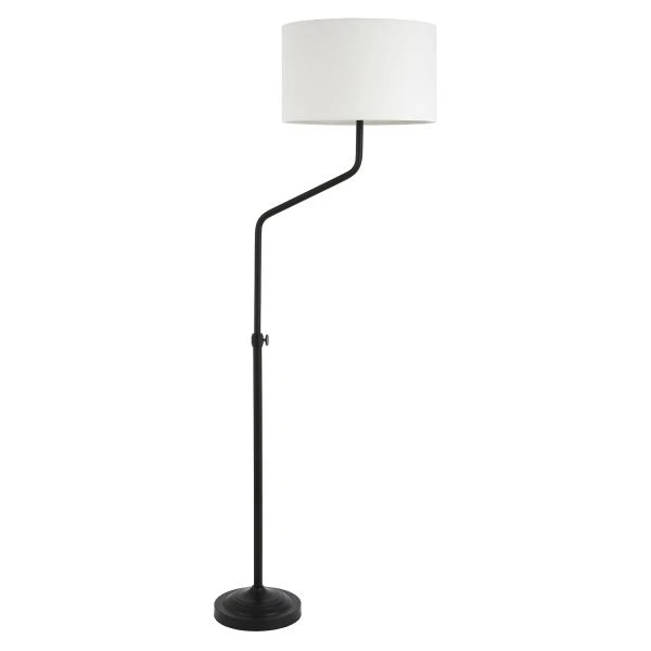 Callum Height-Adjustable Floor Lamp With Fabric Shade In Blackened Bronze/White 1 Callum Height-Adjustable Floor Lamp With Fabric Shade In Blackened Bronze/White