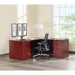 Lorell Prominence 2.0 Mahogany Laminate Double-Pedestal Credenza - 2-Drawer -office furniture sale 30a29ab54ae18d82cbd2d92b9b9d868bac