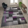 Elio Collection 8' X 10' Purple Color Blocked Area Rug - Olefin Rug With Jute Backing - Entryway, Living Room, Or Bedroom