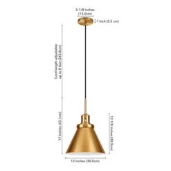 Zeno 12" Wide Pendant With Metal Shade In Brushed Brass/Brushed Brass -office furniture sale 315d634c5459295d95be60ee100a548dcc