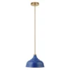 Mackenzie 10.75" Wide Pendant With Metal Shade In Blue/Brass/Blue