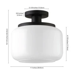 Tatum 11" Wide Semi Flush Mount With Glass Shade In Blackened Bronze/White 11 Tatum 11" Wide Semi Flush Mount With Glass Shade In Blackened Bronze/White -office furniture sale 317b47c4cc14782913c6839708e5839f23