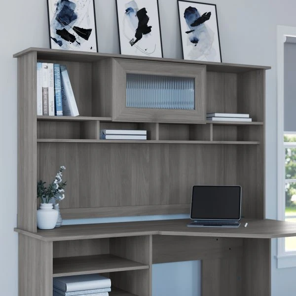Bush Furniture Cabot 60W Hutch In Modern Gray 5 Bush Furniture Cabot 60W Hutch In Modern Gray - Image 5