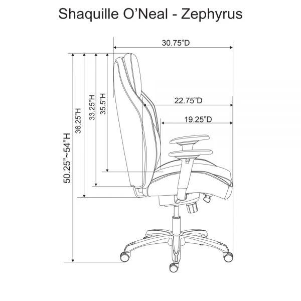 Shaquille O'Neal Zephyrus Ergonomic Bonded Leather High-Back Executive Chair, Gray 4 Shaquille O'Neal Zephyrus Ergonomic Bonded Leather High-Back Executive Chair, Gray - Image 4