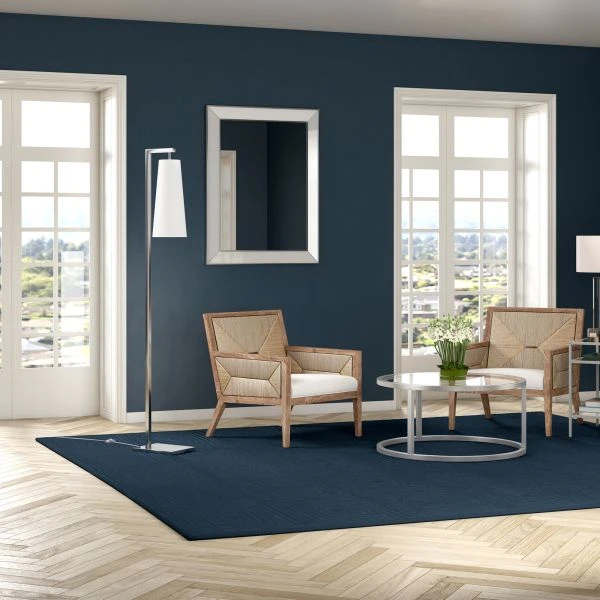 Moser 71" Tall Floor Lamp With Fabric Shade In Brushed Nickel/White 5 Moser 71" Tall Floor Lamp With Fabric Shade In Brushed Nickel/White - Image 5