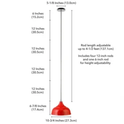 Mackenzie 10.75" Wide Pendant With Metal Shade In Poppy Red/Polished Nickel/Poppy Red -office furniture sale 31db532ac497eaad05477471f6cdaec1d8