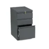 HON Brigade Mobile Pedestal With Pencil Tray Insert, Left/Right, 3-Drawers: Box/Box/File, Letter, Charcoal, 15" X 19.88" X 28"