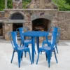 Dalton Commercial Grade 30" Round Blue Metal Indoor-Outdoor Table Set With 4 Cafe Chairs