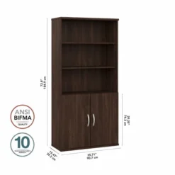 Bush Business Furniture Hybrid Tall 5 Shelf Bookcase With Doors In Black Walnut -office furniture sale 32f8f9359628904a16fcb7d82e0e78f517