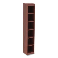 Alera Valencia Series Narrow Profile Bookcase, Six-Shelf, 11.81w X 11.81d X 71.73h, Medium Cherry