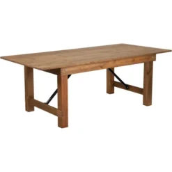 HERCULES Series 7' X 40" Rectangular Antique Rustic White Solid Pine Folding Farm Table