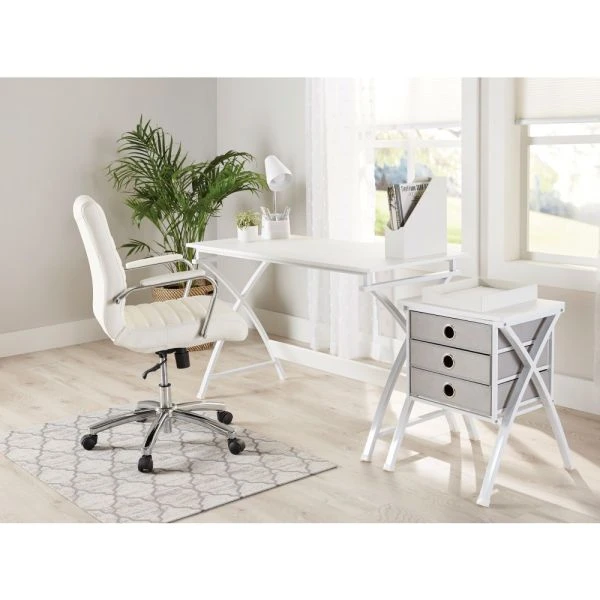 Modern Comfort Winsley Bonded Leather Mid-Back Manager's Chair, White/Silver, BIFMA Certified 6 Modern Comfort Winsley Bonded Leather Mid-Back Manager's Chair, White/Silver, BIFMA Certified - Image 6