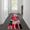 Audra Collection 2' X 7' Red Geometric Abstract Area Rug - Olefin Rug With Jute Backing - Entryway, Living Room, Or Bedroom