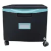 Storex Single-Drawer Mobile Filing Cabinet, 1 Legal/Letter-Size File Drawer, Black/Teal, 14.75" X 18.25" X 12.75"
