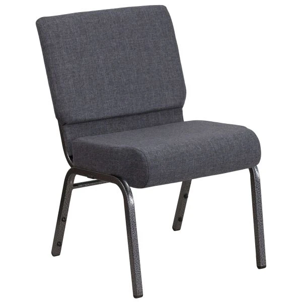 Flash Furniture HERCULES Series 21'' Wide Dark Gray Fabric Stacking Church Chair With 4'' Thick Seat - Silver Vein Frame 3 Flash Furniture HERCULES Series 21'' Wide Dark Gray Fabric Stacking Church Chair With 4'' Thick Seat - Silver Vein Frame - Image 3