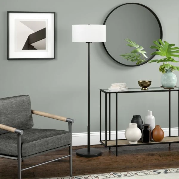 Trina 61" Metal Floor Lamp With Fabric Shade In Blackened Bronze 3 Trina 61" Metal Floor Lamp With Fabric Shade In Blackened Bronze - Image 3