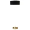 Estella Two-Tone Floor Lamp With Fabric Shade In Matte Black/Brass/Black