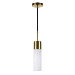 Lance 3.5" Wide Pendant With Glass Shade In Brass/White Milk