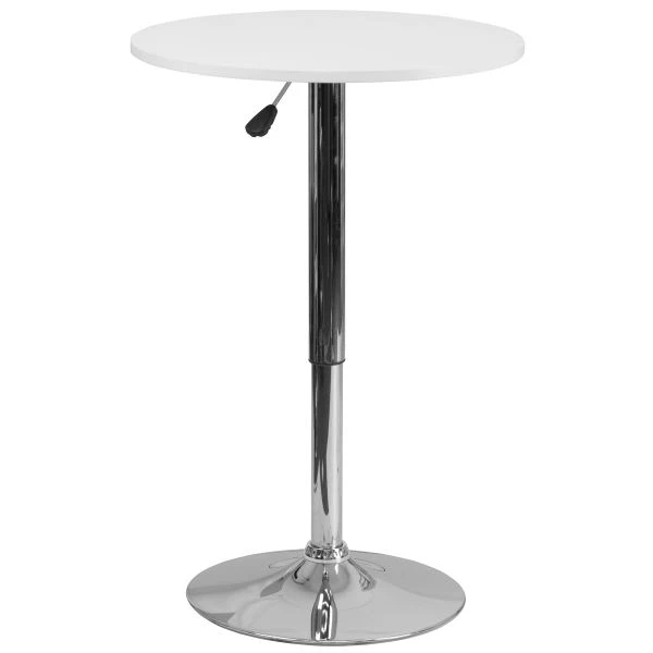 Pearl 23.75'' Round Adjustable Height White Wood Table (Adjustable Range 26.25'' - 35.75'') 2 Pearl 23.75'' Round Adjustable Height White Wood Table (Adjustable Range 26.25'' - 35.75'') - Image 2
