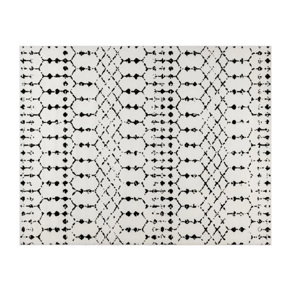 Beth Geometric Bohemian Low Pile Rug - 8' X 10' - Ivory/Black 2 Beth Geometric Bohemian Low Pile Rug - 8' X 10' - Ivory/Black - Image 2