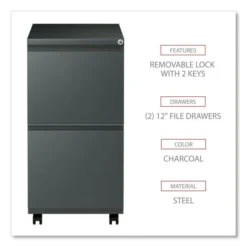 Alera File Pedestal With Full-Length Pull, Left Or Right, 2 Legal/Letter-Size File Drawers, Charcoal, 14.96" X 19.29" X 27.75" -office furniture sale 34adc5cfc12399afaf65f399f031bd4869