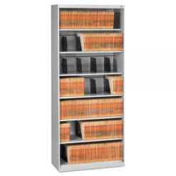Tennsco Fixed Shelf Open-Format Lateral File For End-Tab Folders, 7 Legal/Letter File Shelves, Light Gray, 36" X 16.5" X 87"