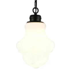 Annie 9.13" Wide Pendant With Glass Shade In Blackened Bronze/White Milk -office furniture sale 3532682b49cfebaba3cc018b693742b275