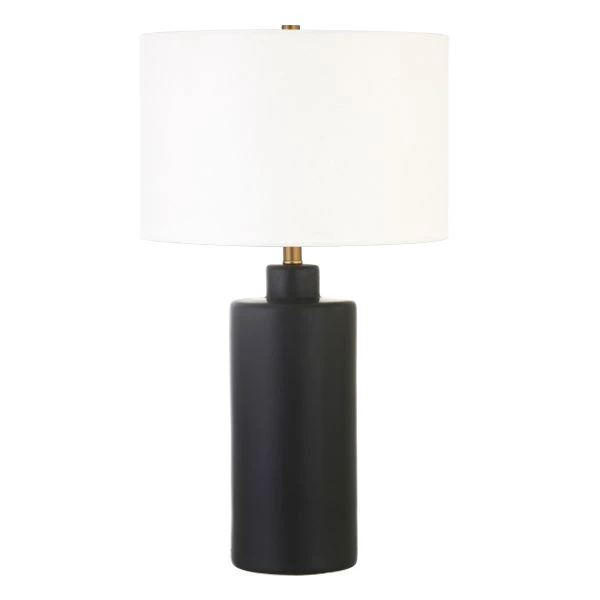 Carlina 25" Tall Ceramic Table Lamp With Fabric Shade In Matte Black/White 1 Carlina 25" Tall Ceramic Table Lamp With Fabric Shade In Matte Black/White