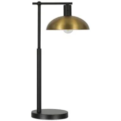 Conan 25" Metal Table Lamp With Metal Shade In Blackened Bronze/Antique Brass