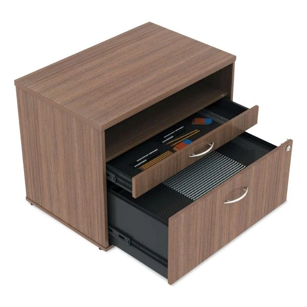 Alera Open Office Desk Series Low File Cabinet Credenza, 2-Drawer: Pencil/File, Legal/Letter, 1 Shelf,Walnut,29.5x19.13x22.88 7 Alera Open Office Desk Series Low File Cabinet Credenza, 2-Drawer: Pencil/File, Legal/Letter, 1 Shelf,Walnut,29.5x19.13x22.88 - Image 7