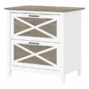 Bush Furniture Key West 2 Drawer Lateral File Cabinet In Pure White And Shiplap Gray