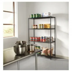 Alera NSF Certified Industrial Four-Shelf Wire Shelving Kit, 48w X 18d X 72h, Black 12 Alera NSF Certified Industrial Four-Shelf Wire Shelving Kit, 48w X 18d X 72h, Black -office furniture sale 367de7eb41181664b7f1d61e9e74922837