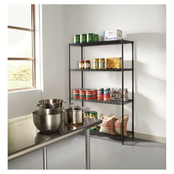 Alera NSF Certified Industrial Four-Shelf Wire Shelving Kit, 48w X 18d X 72h, Black 3 Alera NSF Certified Industrial Four-Shelf Wire Shelving Kit, 48w X 18d X 72h, Black - Image 3