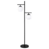 Pyrus 2-Light Floor Lamp With Glass Shades In Blackened Bronze/White Milk