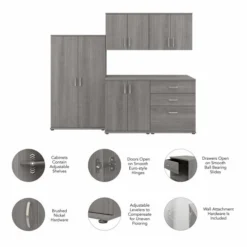 Bush Business Furniture Universal 92W 5 Piece Modular Storage Set With Floor And Wall Cabinets In Platinum Gray 12 Bush Business Furniture Universal 92W 5 Piece Modular Storage Set With Floor And Wall Cabinets In Platinum Gray -office furniture sale 370149c0aad6b436872931b798826c4d15