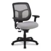 Eurotech Apollo Mid-Back Mesh Chair, 18.1" To 21.7" Seat Height, Silver Seat, Silver Back, Black Base