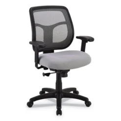 Eurotech Apollo Mid-Back Mesh Chair, 18.1" To 21.7" Seat Height, Silver Seat, Silver Back, Black Base